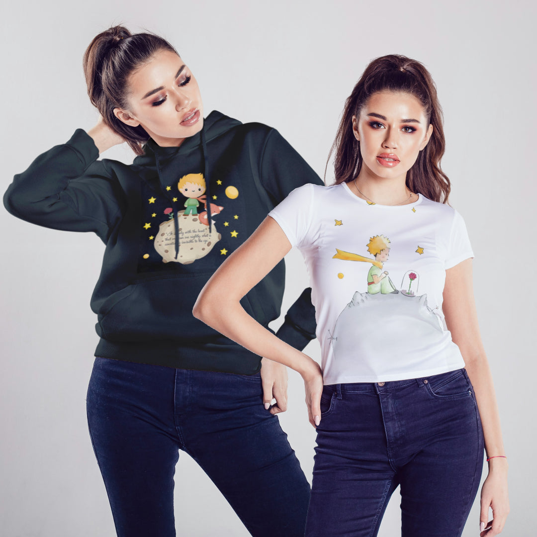 Promocyjny Zestaw Damski z Motywem Małego Księcia 🌟 - Bluza i T-shirt w Super Cenie!