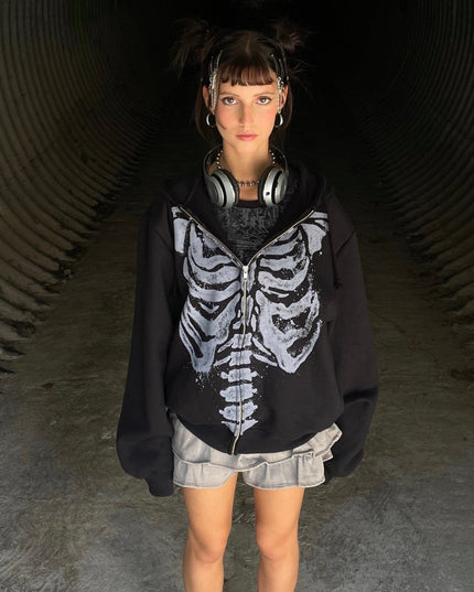 Damska bluza rozpinana z motywem szkieletu