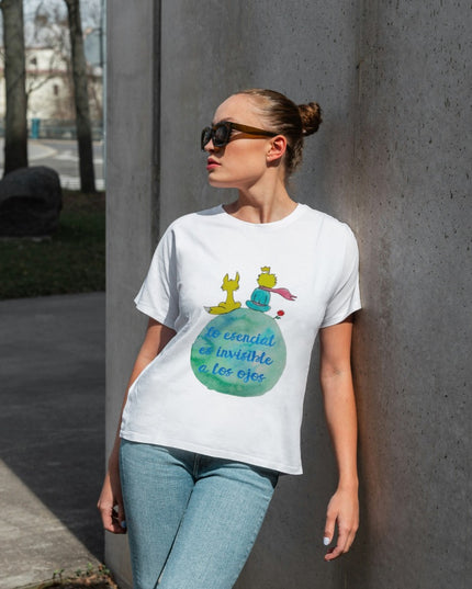 Damski T-shirt z motywem i sentencją Małego Księcia