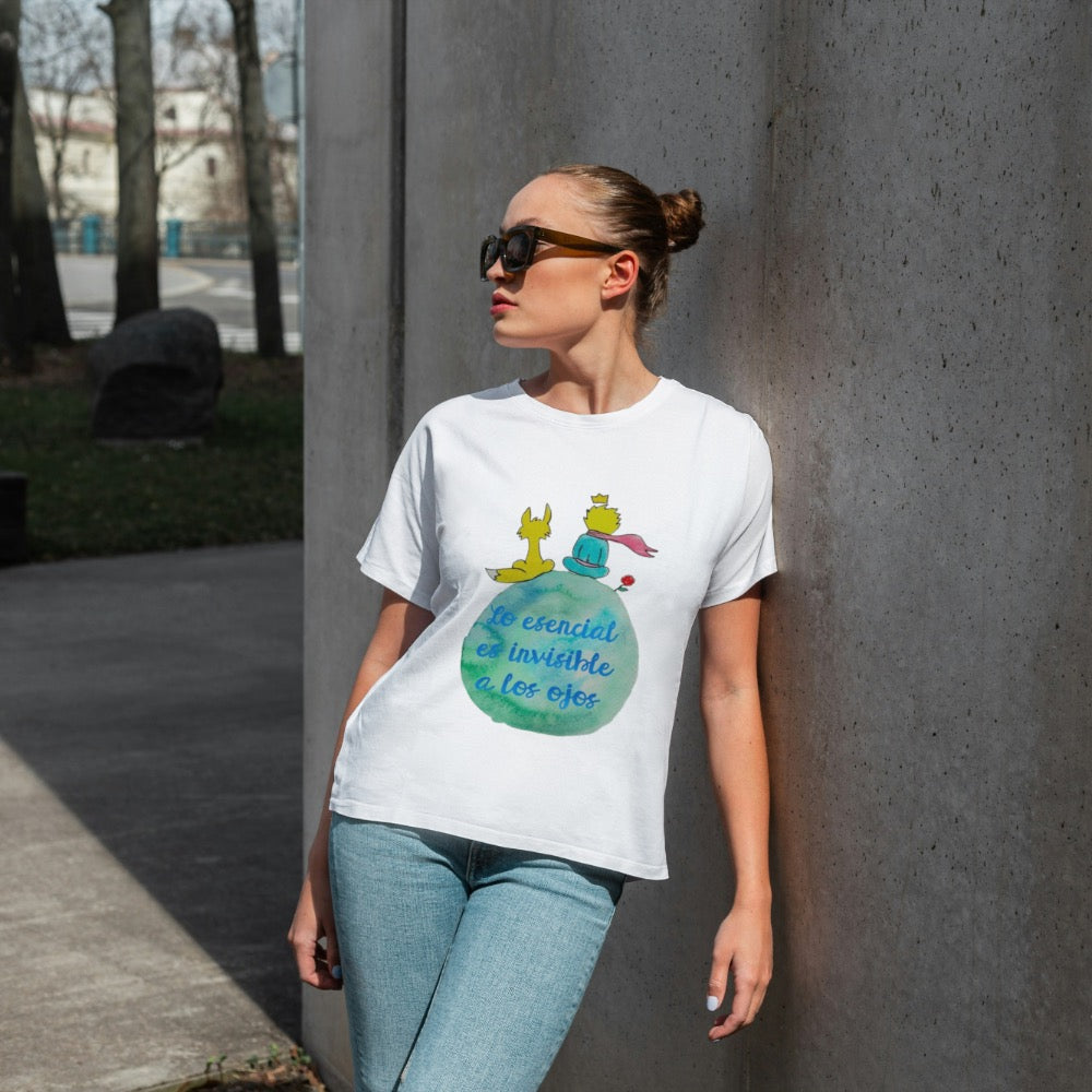 Damski T-shirt z motywem i sentencją Małego Księcia
