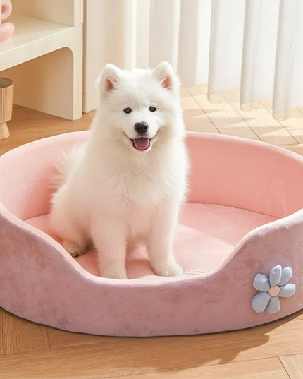 Różowe legowisko dla psa z uszami króliczka