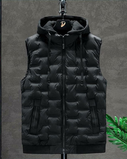 Kamizelka męska ze śliskiego materiału z kapturem