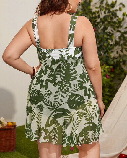 Jednoczęściowy strój kąpielowy plus size z wbudowaną narzutką