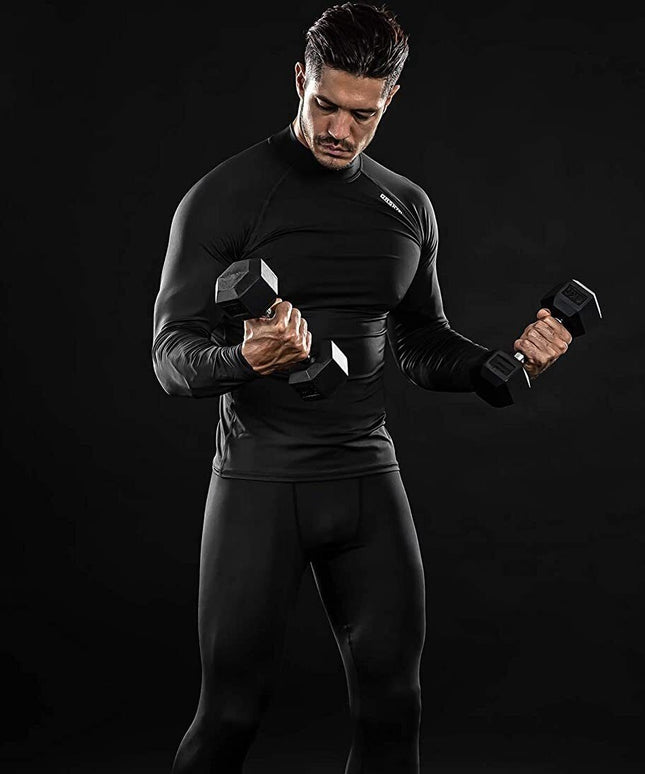 Sportowy komplet męski kompresujący z koszulką i legginsami