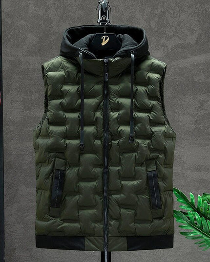 Kamizelka męska ze śliskiego materiału z kapturem