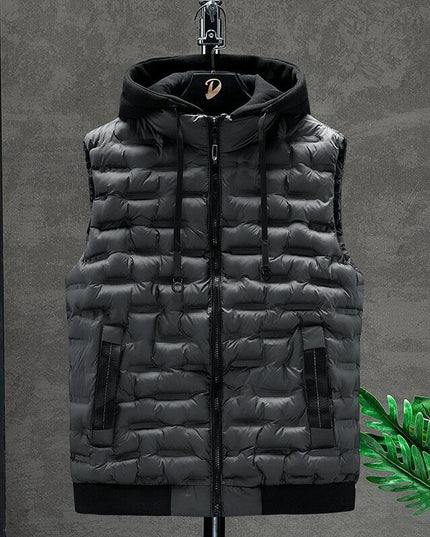 Kamizelka męska ze śliskiego materiału z kapturem