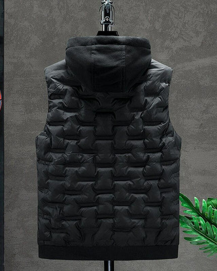 Kamizelka męska ze śliskiego materiału z kapturem