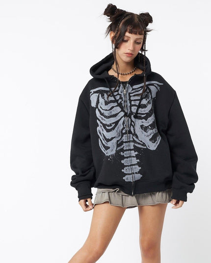 Damska bluza rozpinana z motywem szkieletu