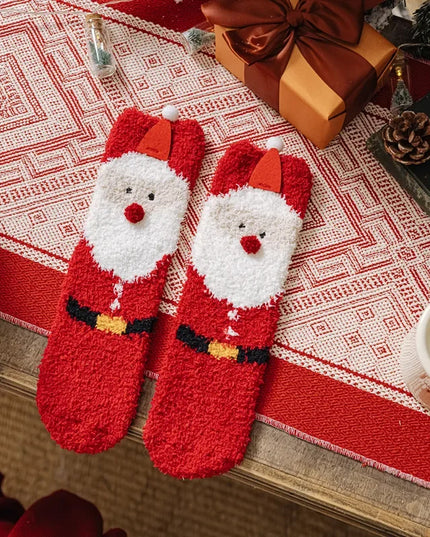 Skarpetki damskie ocieplane w świąteczny wzór