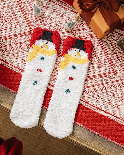 Skarpetki damskie ocieplane w świąteczny wzór