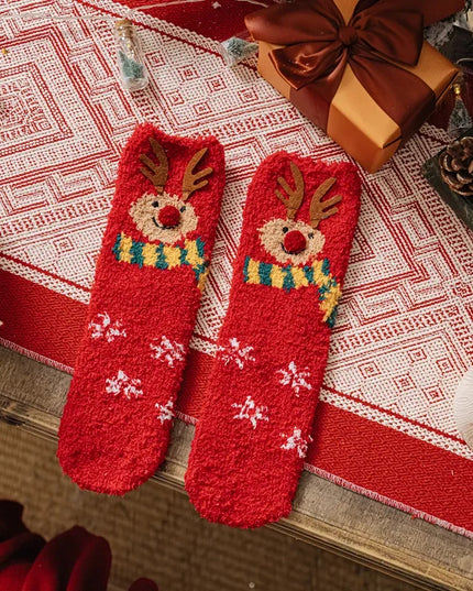 Skarpetki damskie ocieplane w świąteczny wzór