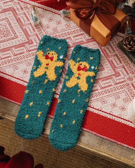 Skarpetki damskie ocieplane w świąteczny wzór