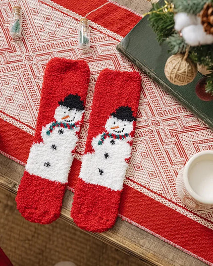 Skarpetki damskie ocieplane w świąteczny wzór