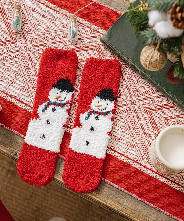 Skarpetki damskie ocieplane w świąteczny wzór