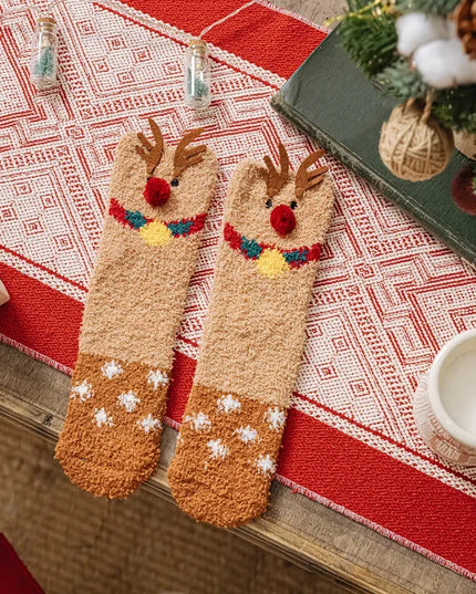 Skarpetki damskie ocieplane w świąteczny wzór