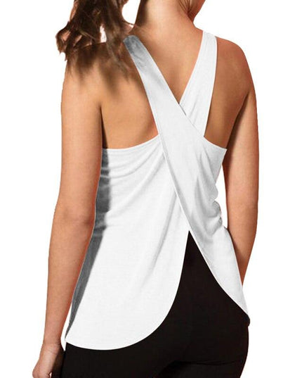 Sportowa koszulka damska ze skrzyżowanymi ramiączkami