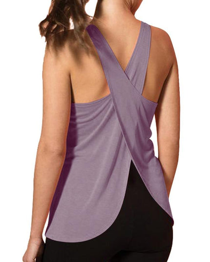 Sportowa koszulka damska ze skrzyżowanymi ramiączkami