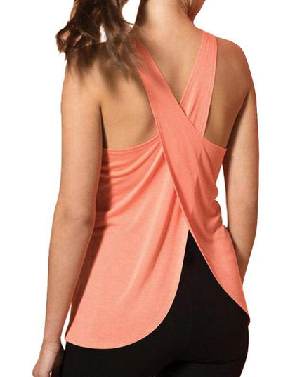 Sportowa koszulka damska ze skrzyżowanymi ramiączkami