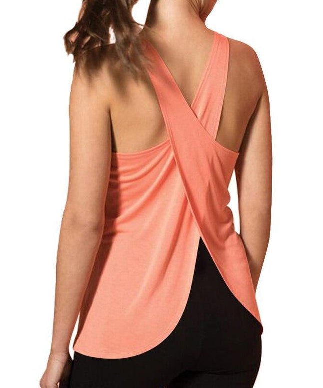 Sportowa koszulka damska ze skrzyżowanymi ramiączkami