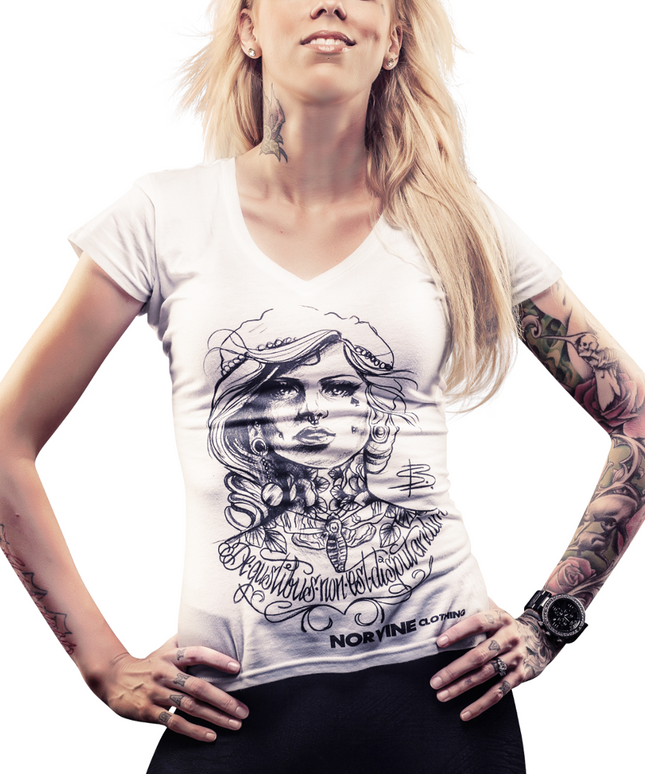 Tattooed girl (damski deep z dekoltem w serek koszulka)