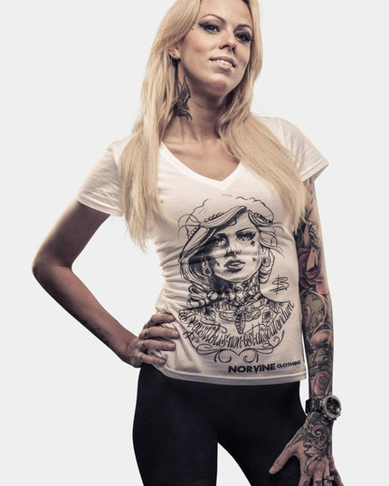 Tattooed girl (damski deep z dekoltem w serek koszulka)