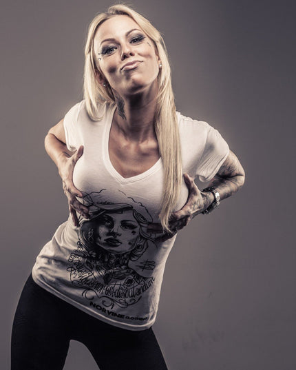 Tattooed girl (damski deep z dekoltem w serek koszulka)