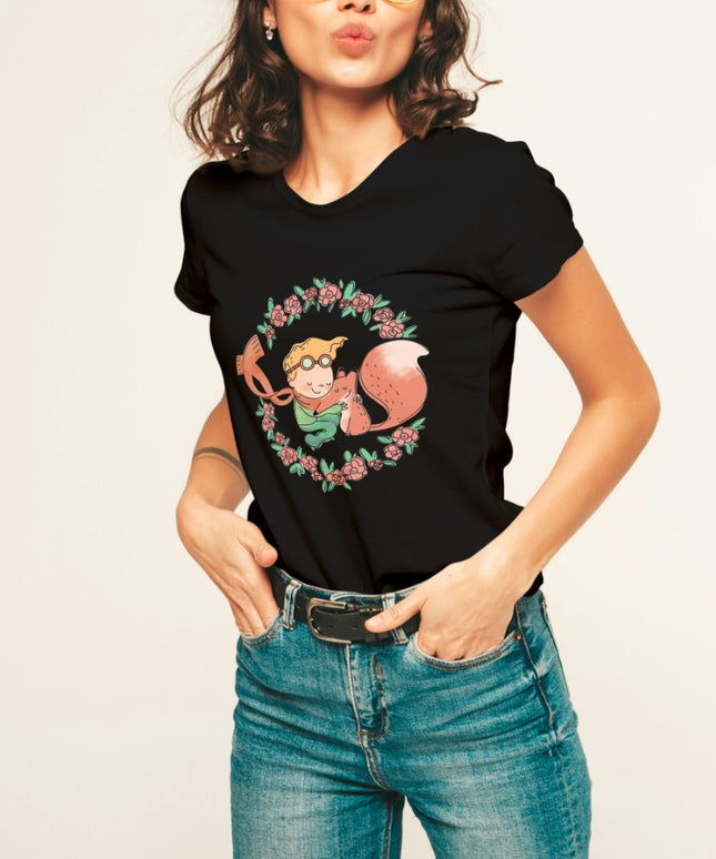 Damski T-shirt z kolorowym wzorem Małego Księcia