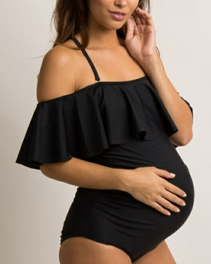 Jednoczęściowy strój kąpielowy dla kobiet w ciąży z falbanką w stylu hiszpanki