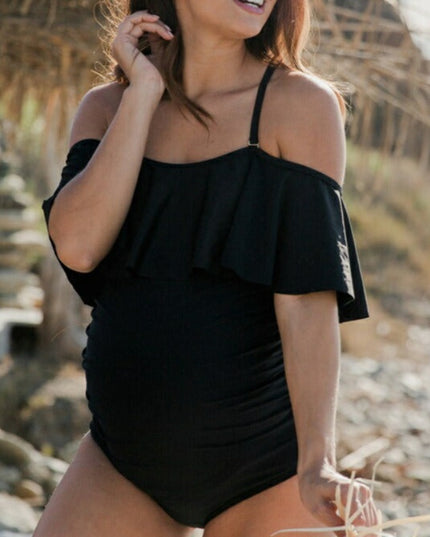Jednoczęściowy strój kąpielowy dla kobiet w ciąży z falbanką w stylu hiszpanki