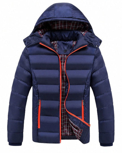 Męska kurtka zimowa pikowana z kontrastowymi zamkami