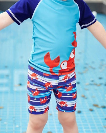 Kostium kąpielowy 3-częściowy dla chłopca ze wzorem w kraby