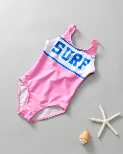 Jednoczęściowy strój kąpielowy dla dziewczynki z napisem