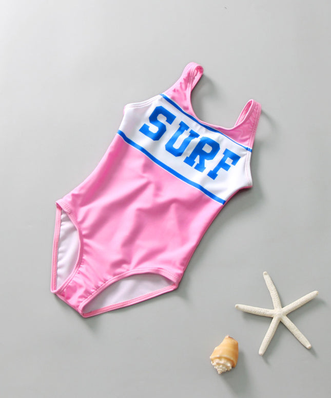 Jednoczęściowy strój kąpielowy dla dziewczynki z napisem