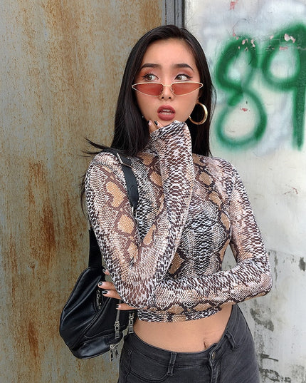 Damska koszulka z długim rękawem we wzór węża