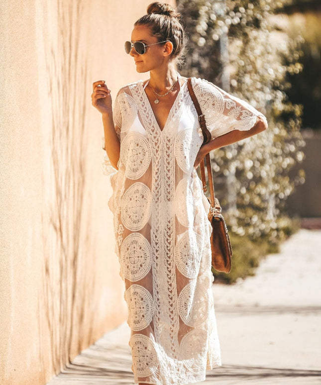 Damska tunika plażowa prześwitująca