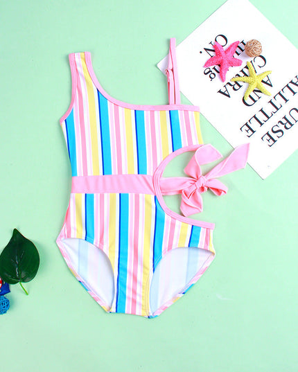 Jednoczęściowy strój kąpielowy dla niemowląt z wycięciem i wiązaniem