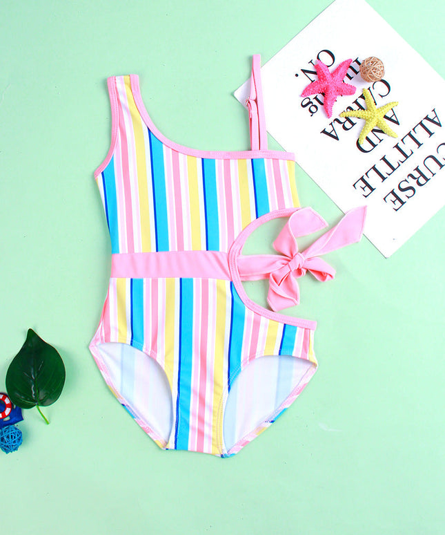 Jednoczęściowy strój kąpielowy dla niemowląt z wycięciem i wiązaniem