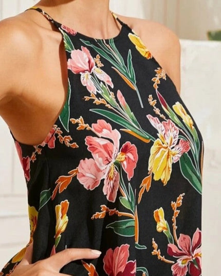 Sukienka mini letnia na ramiączkach w kwiecisty wzór