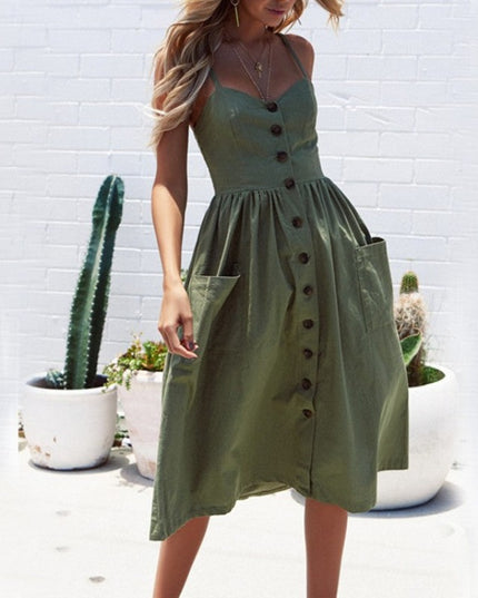 Sukienka midi prosta z kieszonkami