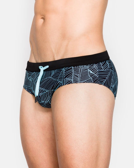 Męskie slipy kąpielowe z motywem egzotycznych liści