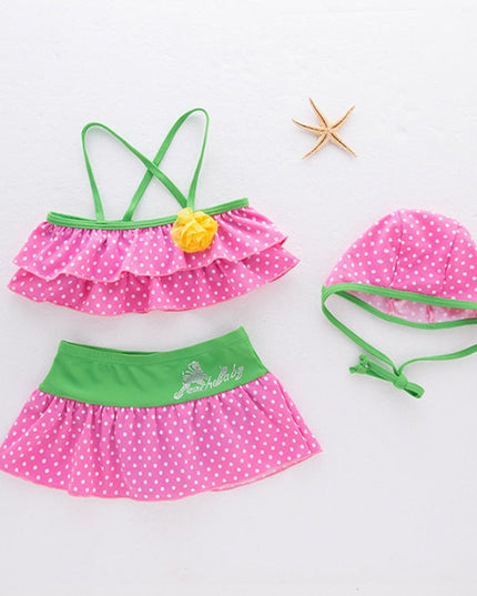 Strój kąpielowy dwuczęściowy bikini dla dziewczynki ze spódniczką