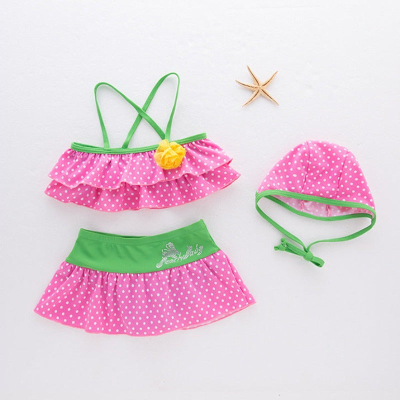 Strój kąpielowy dwuczęściowy bikini dla dziewczynki ze spódniczką
