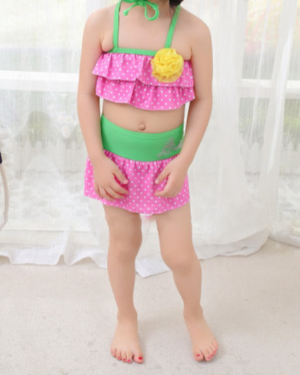 Strój kąpielowy dwuczęściowy bikini dla dziewczynki ze spódniczką