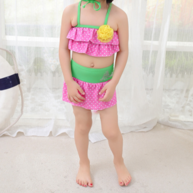 Strój kąpielowy dwuczęściowy bikini dla dziewczynki ze spódniczką