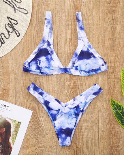 Damski dwuczęściowy strój kąpielowy bikini we wzór Tie Dye