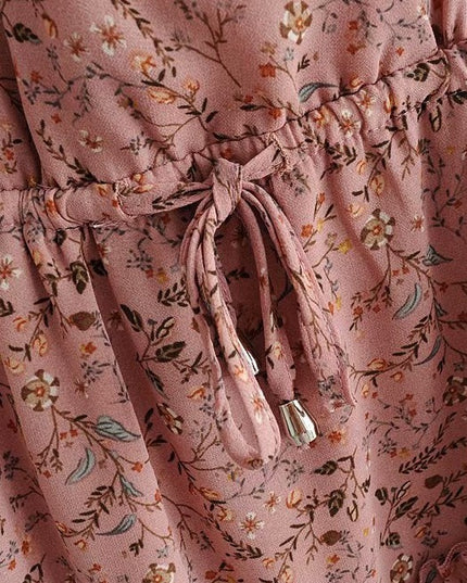 Sukienki mini zwiewna z falbanki w kwieciste wzory