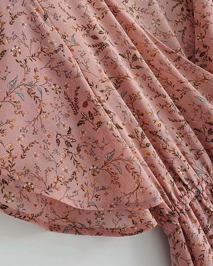 Sukienki mini zwiewna z falbanki w kwieciste wzory