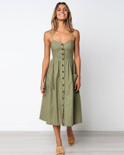 Sukienka midi prosta z kieszonkami