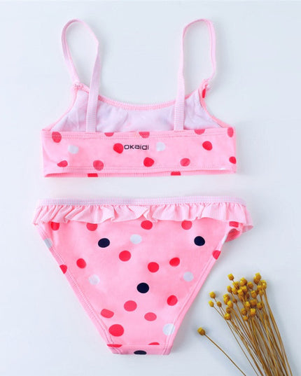 Dwuczęściowy strój kąpielowy bikini dla dziewczynek z falbanką