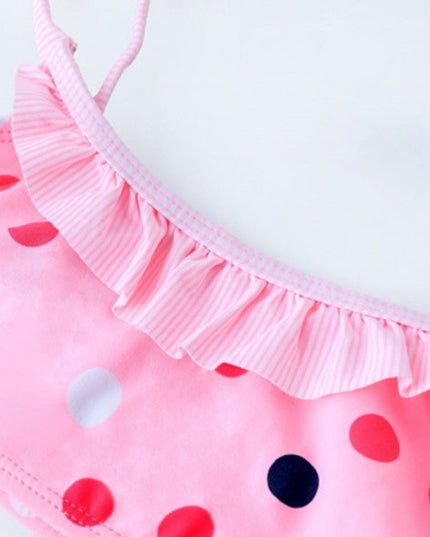 Dwuczęściowy strój kąpielowy bikini dla dziewczynek z falbanką